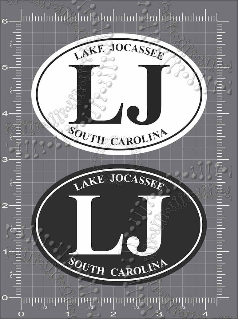 Lake Jocassee, SC - LJ Black and White Decal