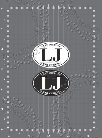 Lake Jocassee, SC - LJ Black and White Decal