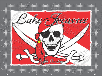 Lake Jocassee, SC - Pirate Dive Flag Decal