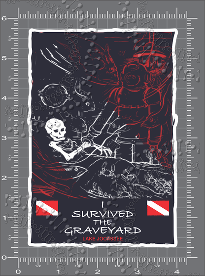 Lake Jocassee, SC - Pirate Flag I Survived the Graveyard Decal