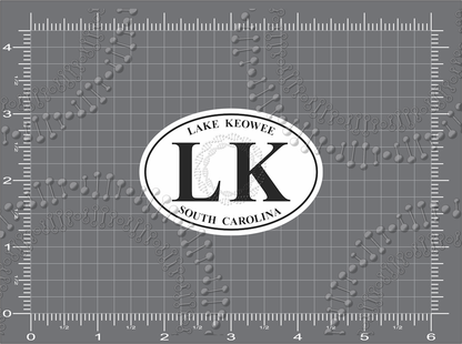 Lake Keowee, SC - LK White Decal