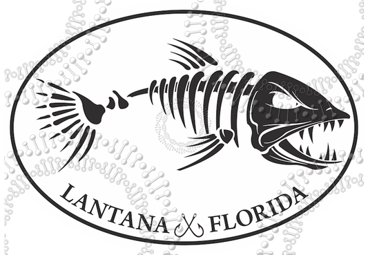 Lantana, FL - White Fishbonz Decal