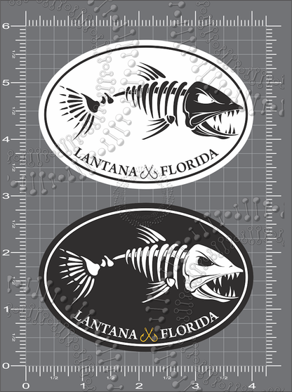 Lantana, FL - Black and White Fishbonz Decal