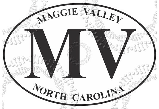 Maggie Valley, NC - MV White Oval Decal