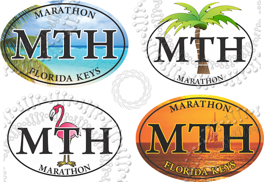 Marathon, FL - Assorted MTH Ovals - Sailboat, Palm, Beach and Flamingo Decal