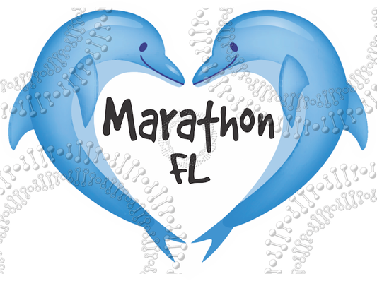 Marathon, FL - Dolphin Heart Decal