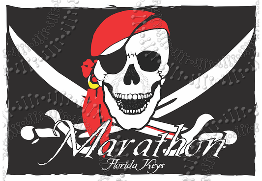 Marathon, FL - Pirate Flag Decal