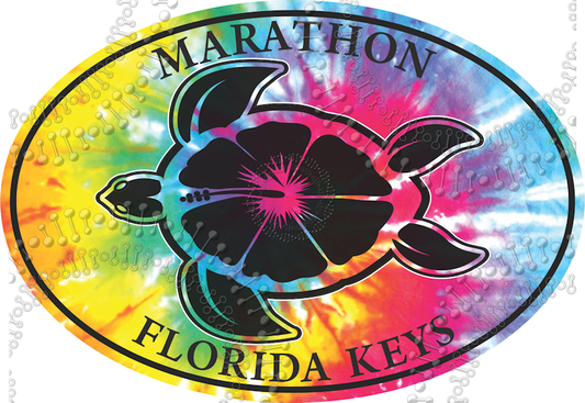 Marathon, FL - Tie Dye Turtle Decal