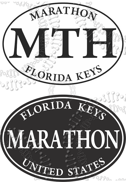 Marathon, FL - White MTH Oval with Black Marathon Oval Decal