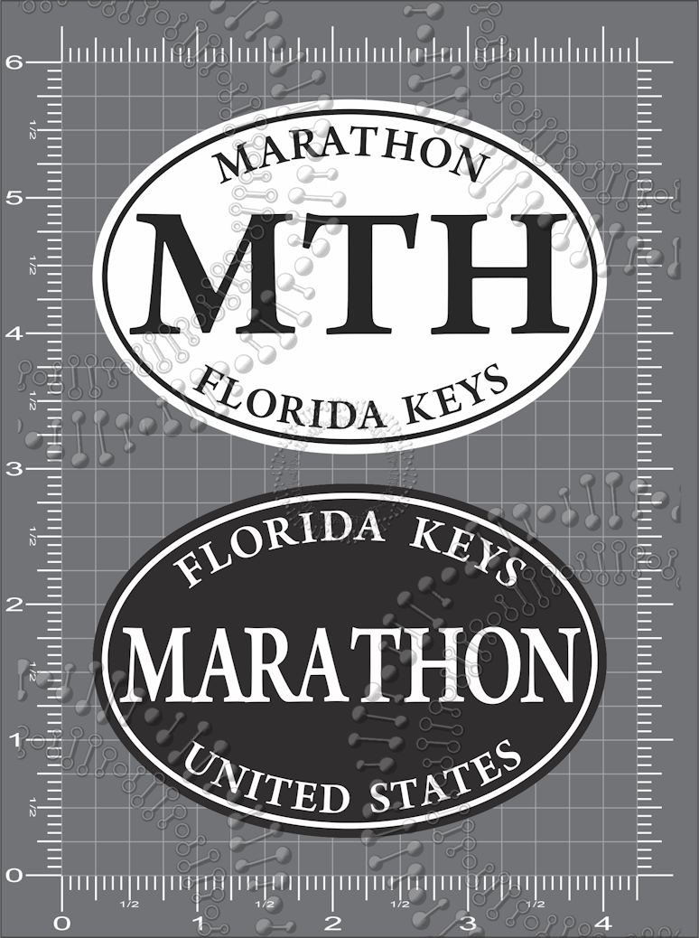 Marathon, FL - White MTH Oval with Black Marathon Oval Decal