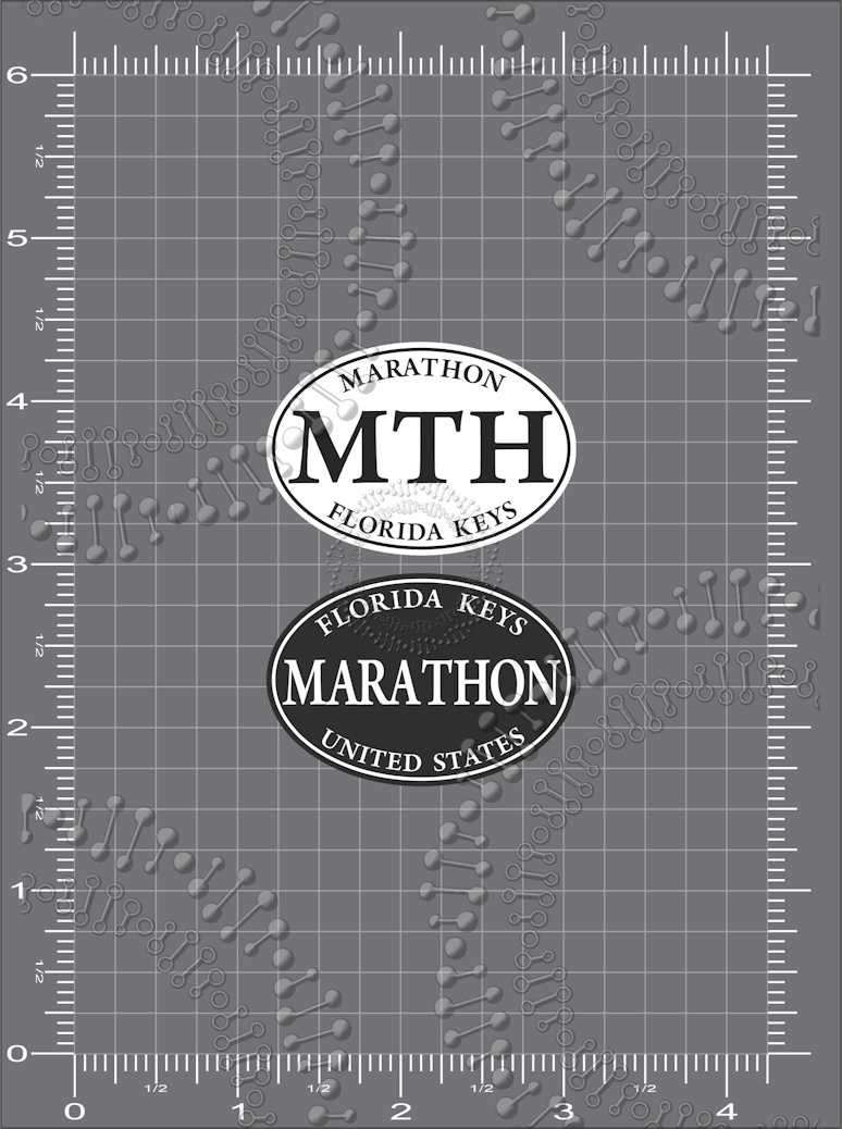 Marathon, FL - White MTH Oval with Black Marathon Oval Decal