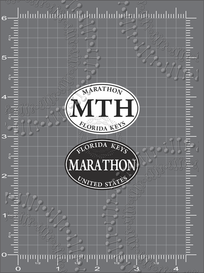 Marathon, FL - White MTH Oval with Black Marathon Oval Decal