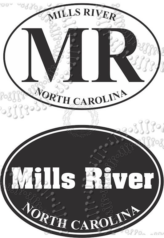 Mills River, NC - Black and White MR and Mills River Decal