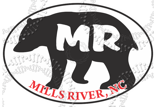 Mills River, NC - MR Bear with Red Text Decal