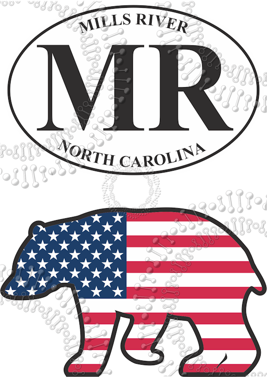 Mills River, NC -  MR and Bear Flag Decal