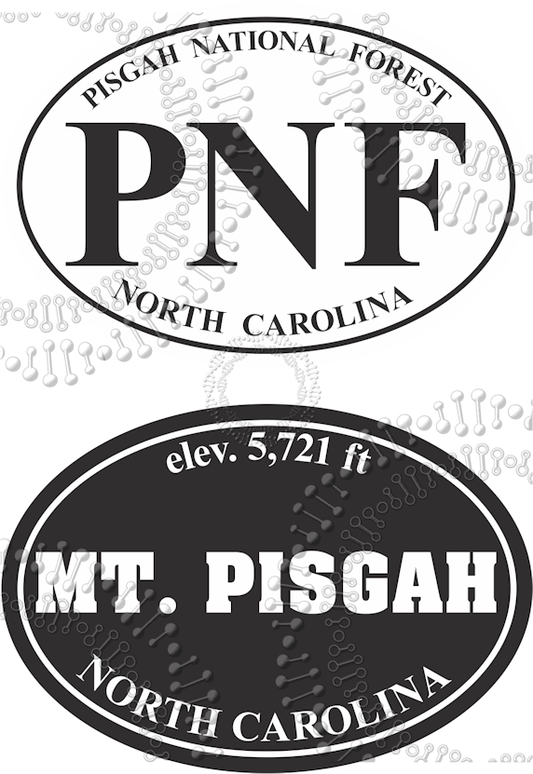 Mount Pisgah, NC - White PNF Oval and Black Mt. Pisgah Decal