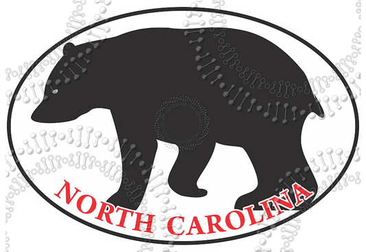 Norrth Carolina - Black Bear with Red Text