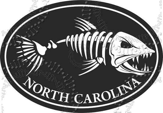 North Carolina - Black Fishbonz Decal