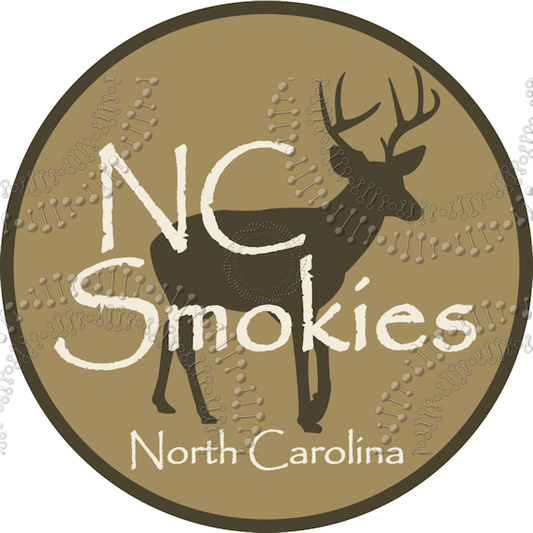 North Carolina - Circle NC Smokies with Deer Decal