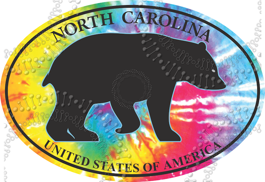 North Carolina - Tie Dye Bear Silhouette Decal