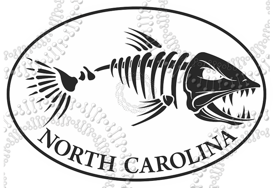 North Carolina - White Fishbonz Decal