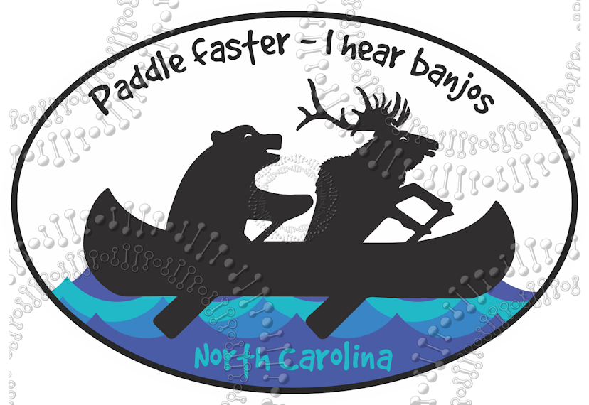 North Carolina - Paddle  Faster - I Hear Banjos - Elk Decal