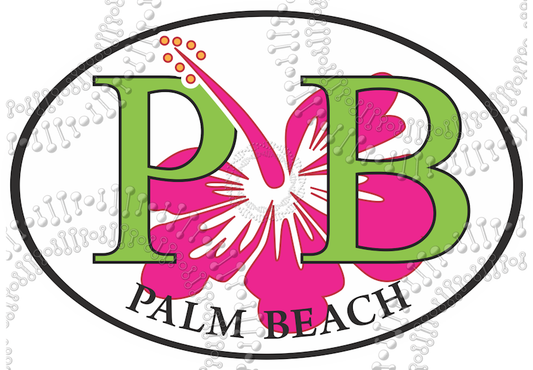 Palm Beach, FL - PB with Pink Hibiscus Decal