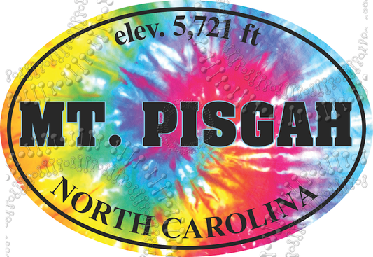 Pisgah Nation Forest, NC - Mt Pisgah with Elevation Tie Dye Decal