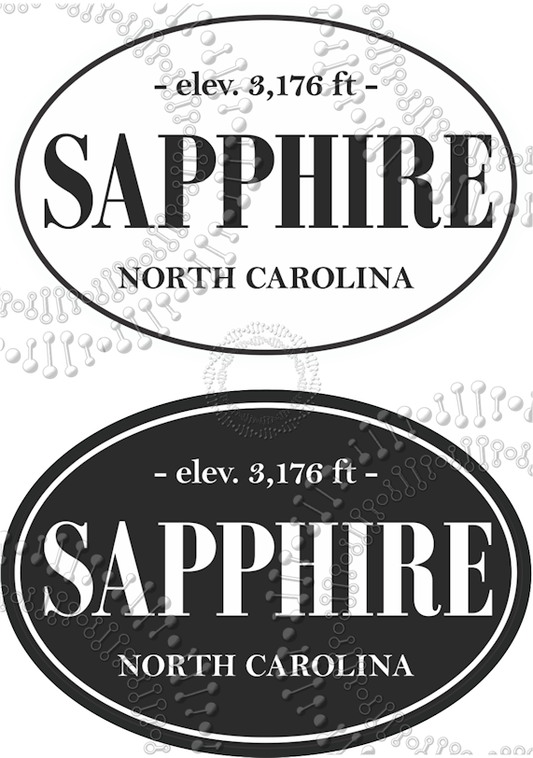 Sapphire, NC - Black and White Sapphire with Elevation Decal