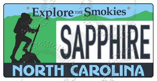 Sapphire, NC - Hiker License Plate Decal