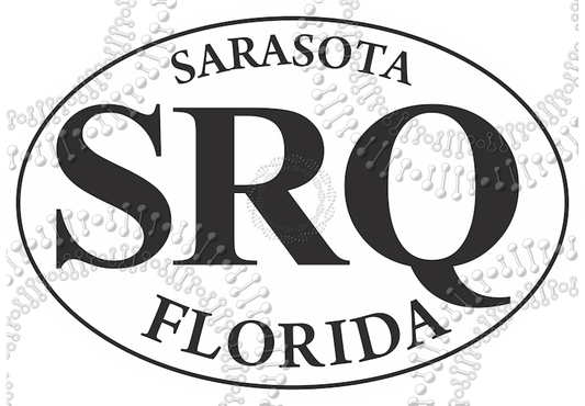 Sarasota, FL - SRQ White Oval Decal