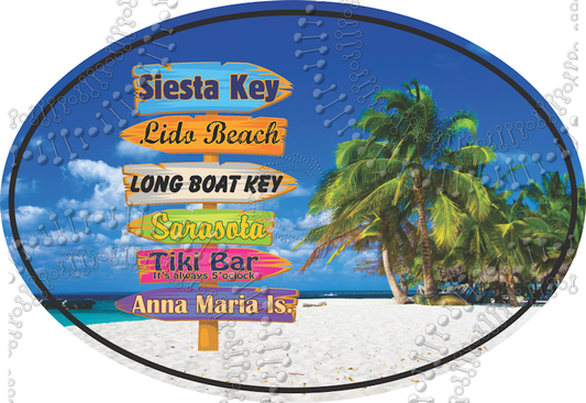 Siesta Key, FL - Beach with Directional Decal