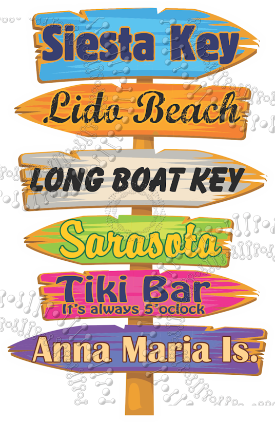 Siesta Key, FL - Directional Sign Decal