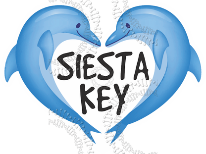 Siesta Key, FL - Dolphin Heart Decal