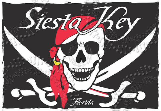 Siesta Key, FL - Pirate Flag Decal