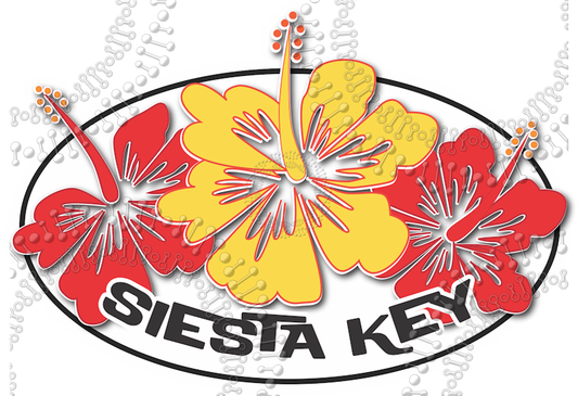 Siesta Key, FL - Red and Yellow Flower Decal