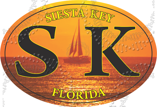 Siesta Key, FL - SK Sailboat at Sunset Decal