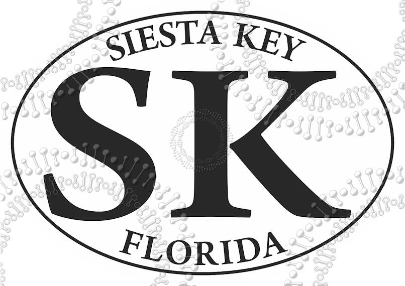 Siesta Key, FL - SK White Oval Decal