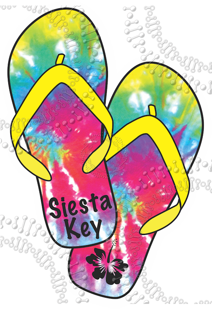 Siesta Key, FL - Tie Dye Sandals Decal