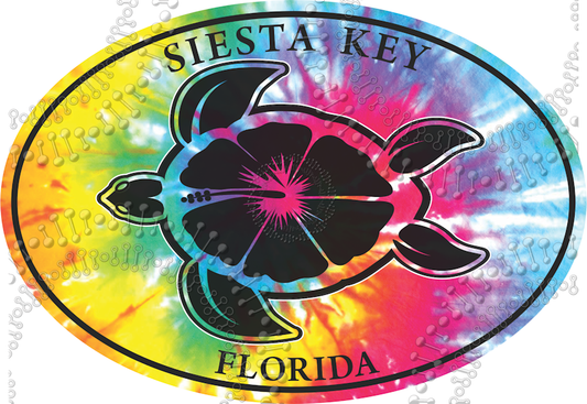 Siesta Key, FL - Tie Dye Turtle Decal