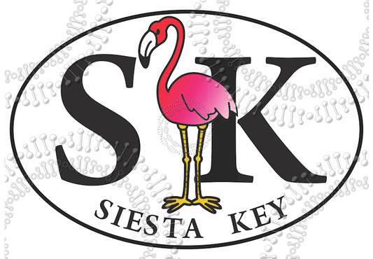 Siesta Keys, FL - SK with Flamingo Decal