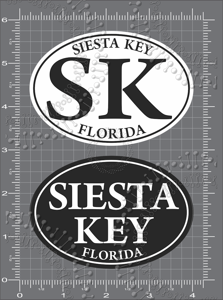 Siesta Key, FL - Black and White Decal