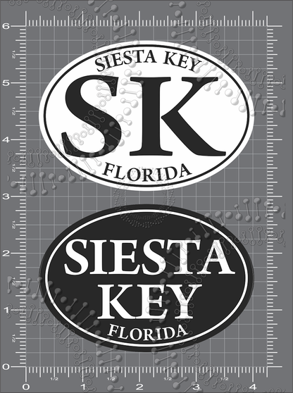 Siesta Key, FL - Black and White Decal