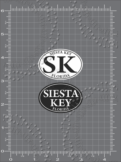 Siesta Key, FL - Black and White Decal