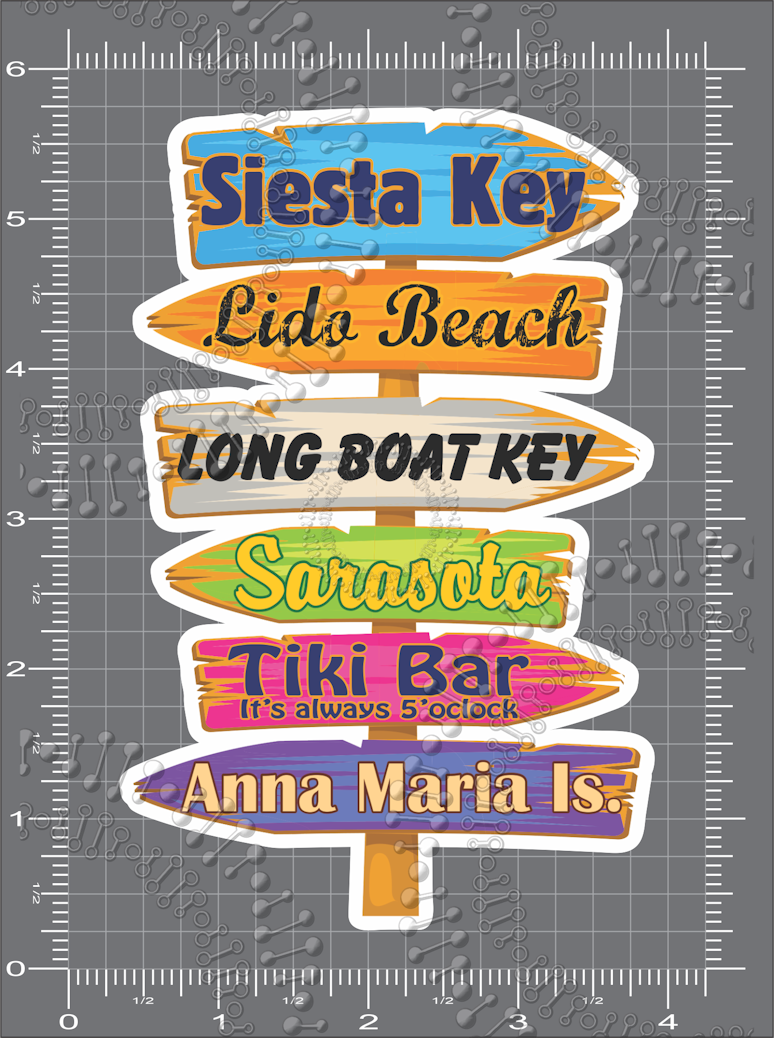 Siesta Key, FL - Directional Sign Decal