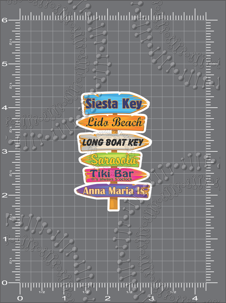 Siesta Key, FL - Directional Sign Decal