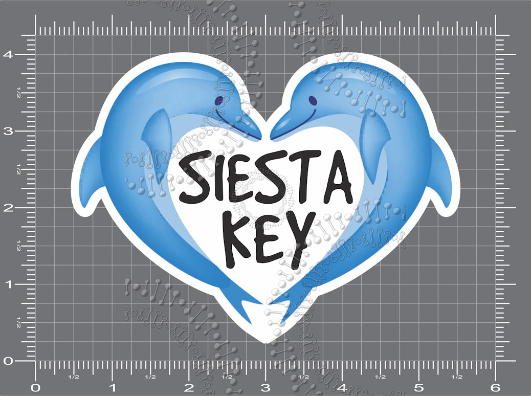 Siesta Key, FL - Dolphin Heart Decal