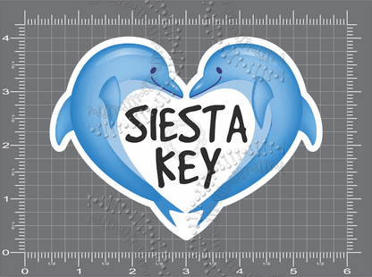 Siesta Key, FL - Dolphin Heart Decal