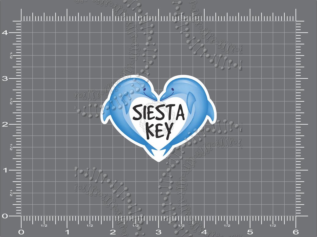 Siesta Key, FL - Dolphin Heart Decal