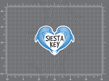 Siesta Key, FL - Dolphin Heart Decal